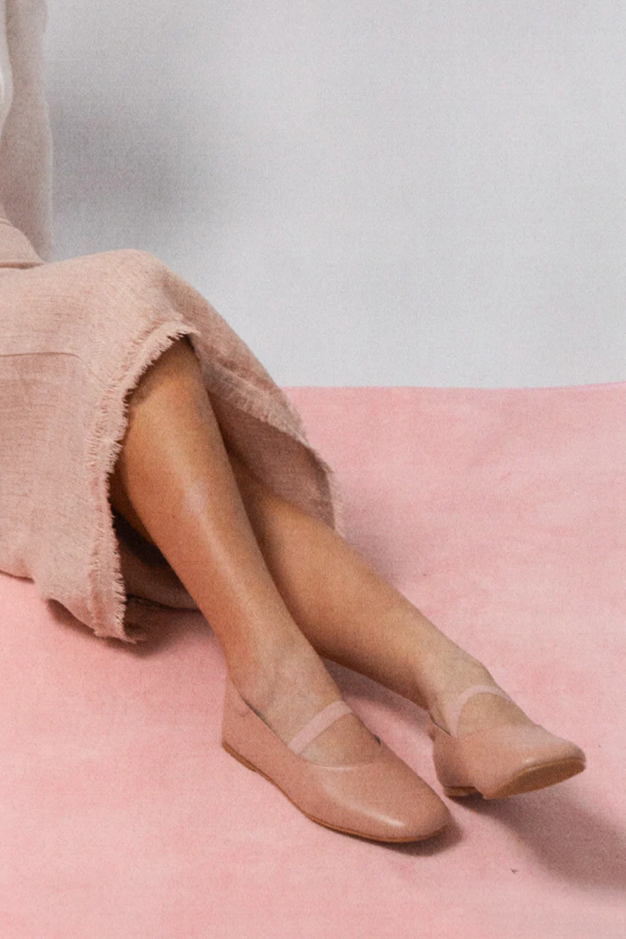The Ballerine Flat in Blush (with garter strap) - Image 3