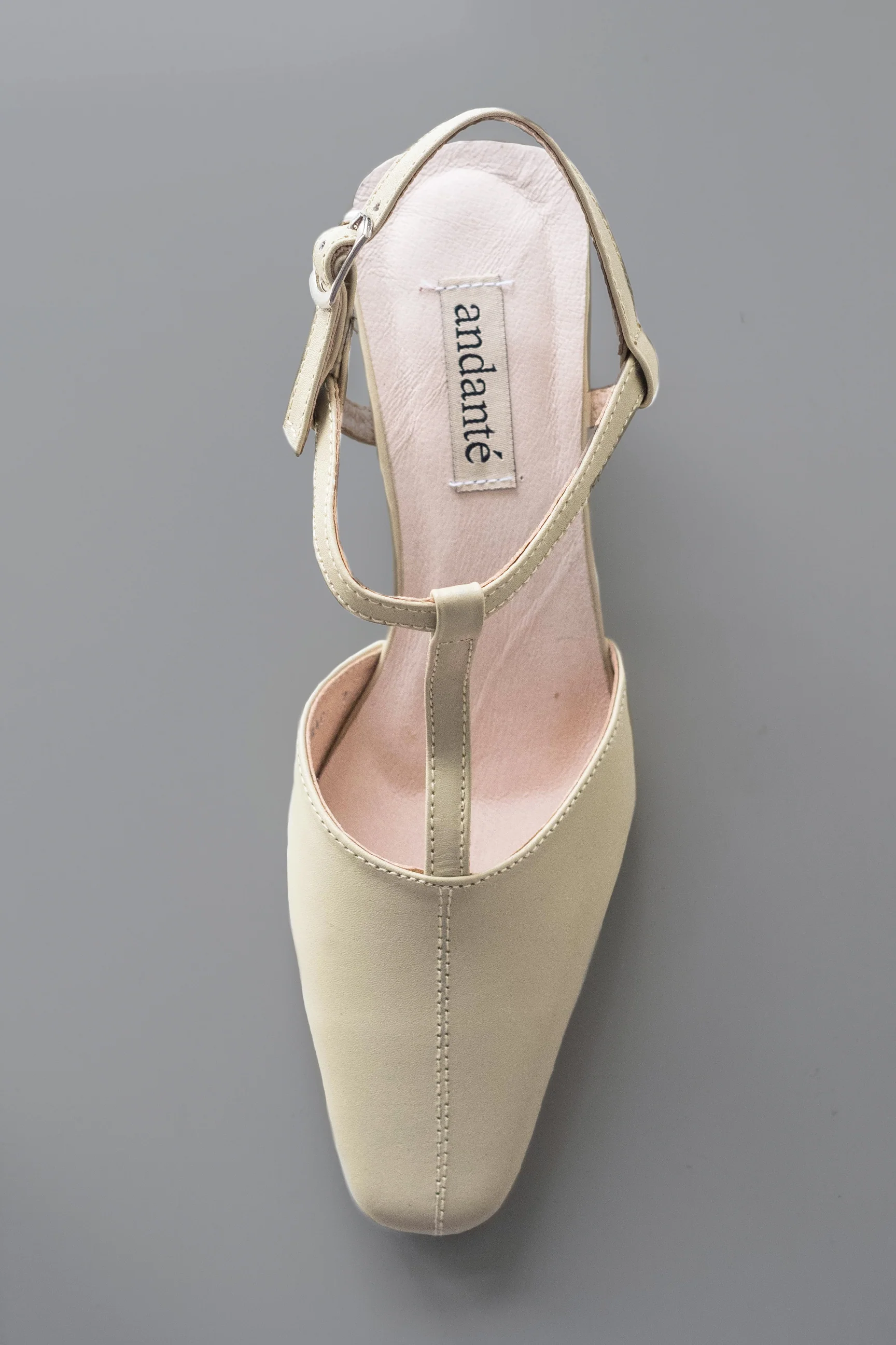 The T-Strap Kitten Heel in Cream - Image 3